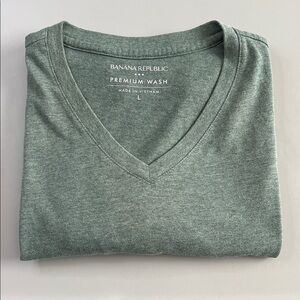 Banana Republic Factory VNeck Short Sleeve TShirt Green Size Large